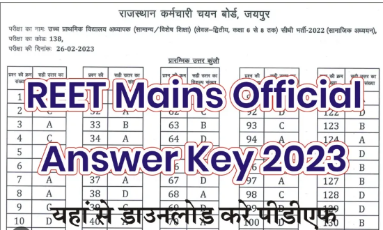 Rajasthan REET Mains Answer Key 2023