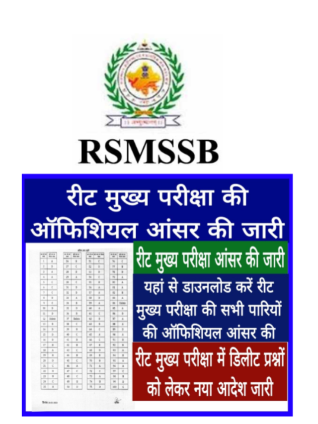 Rajasthan REET Mains Answer Key 2023 Released